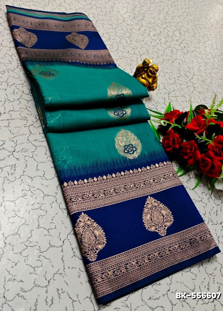 Banarasi with our banarasi cotton fabric — a beautiful fusion of classic artistry and breathable comfort wear saree - TEAL COLOUR (2)