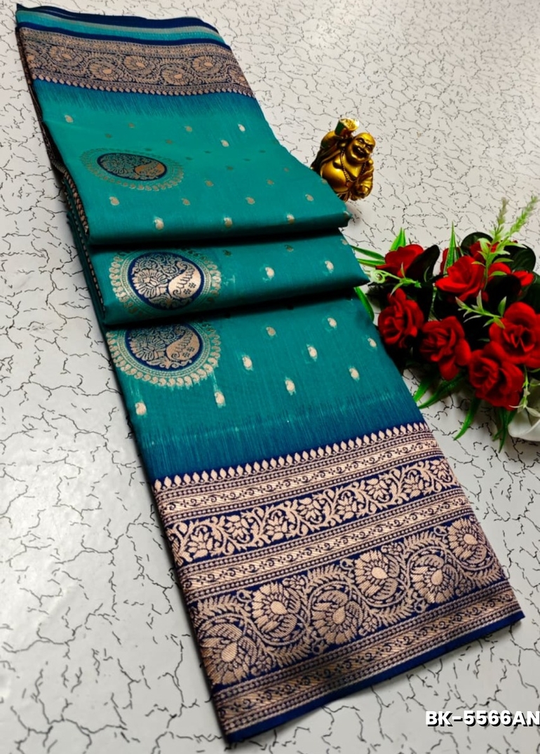 Banarasi with our banarasi cotton fabric — a beautiful fusion of classic artistry and breathable comfort wear saree - TEAL