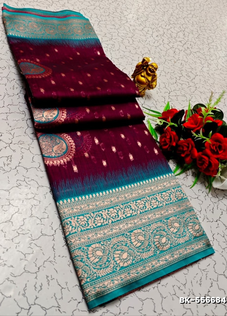 Banarasi with our banarasi cotton fabric — a beautiful fusion of classic artistry and breathable comfort wear saree - WINE COLOUR (2)