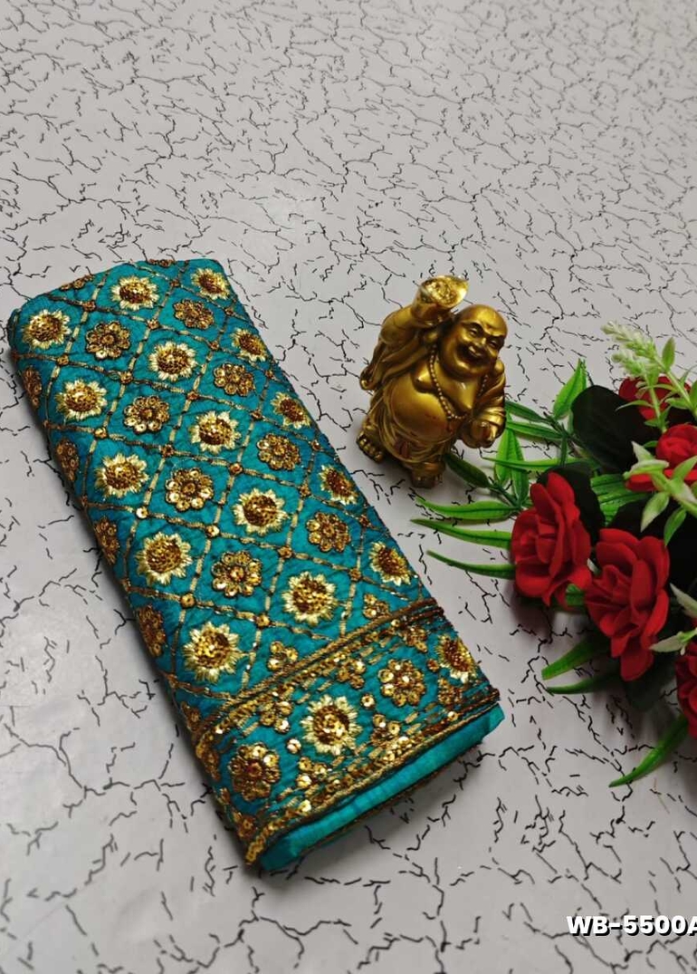 Luxurious heavy work blouse fabric with floral goldwork jaal border - REXONA (2)