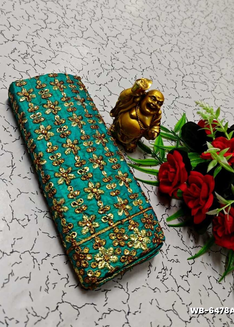 Luxurious heavy work blouse fabric with floral goldwork jaal border - REXONA (5)