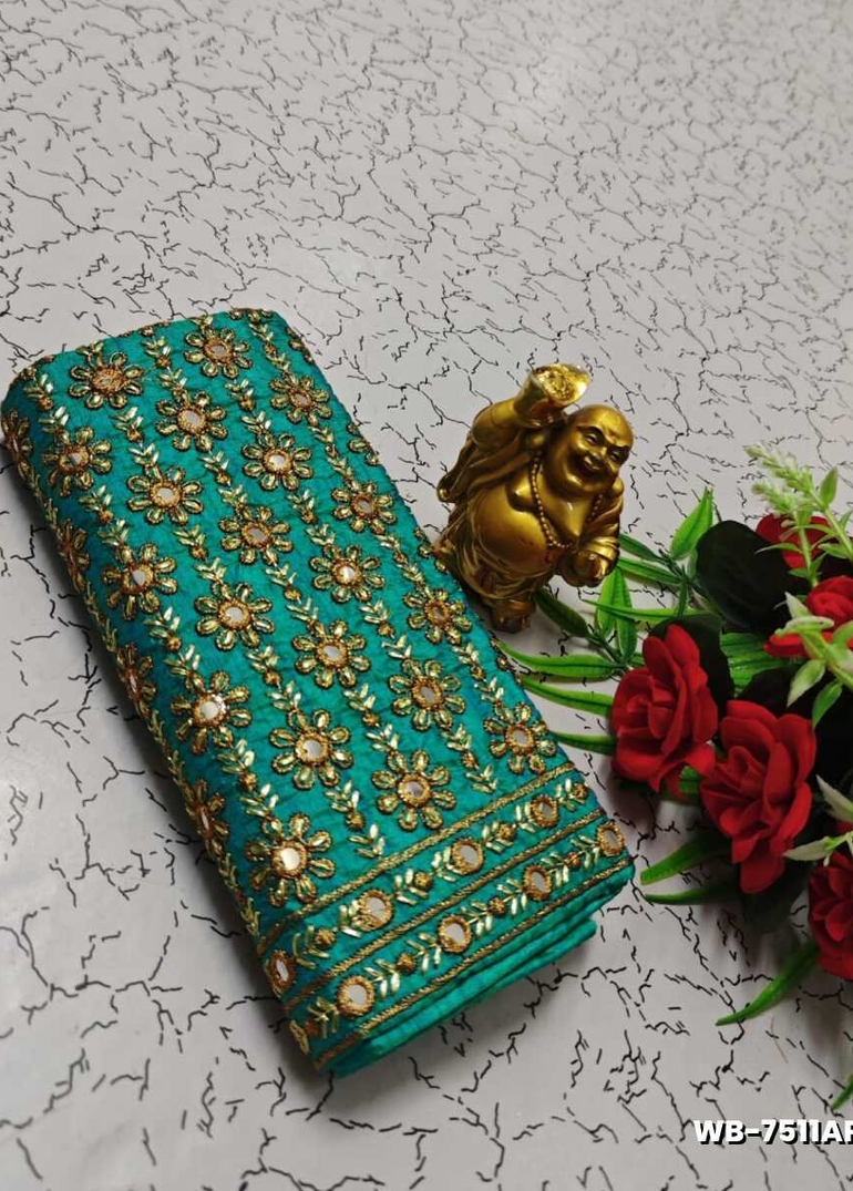 Luxurious heavy work blouse fabric with floral goldwork jaal border - REXONA (6)