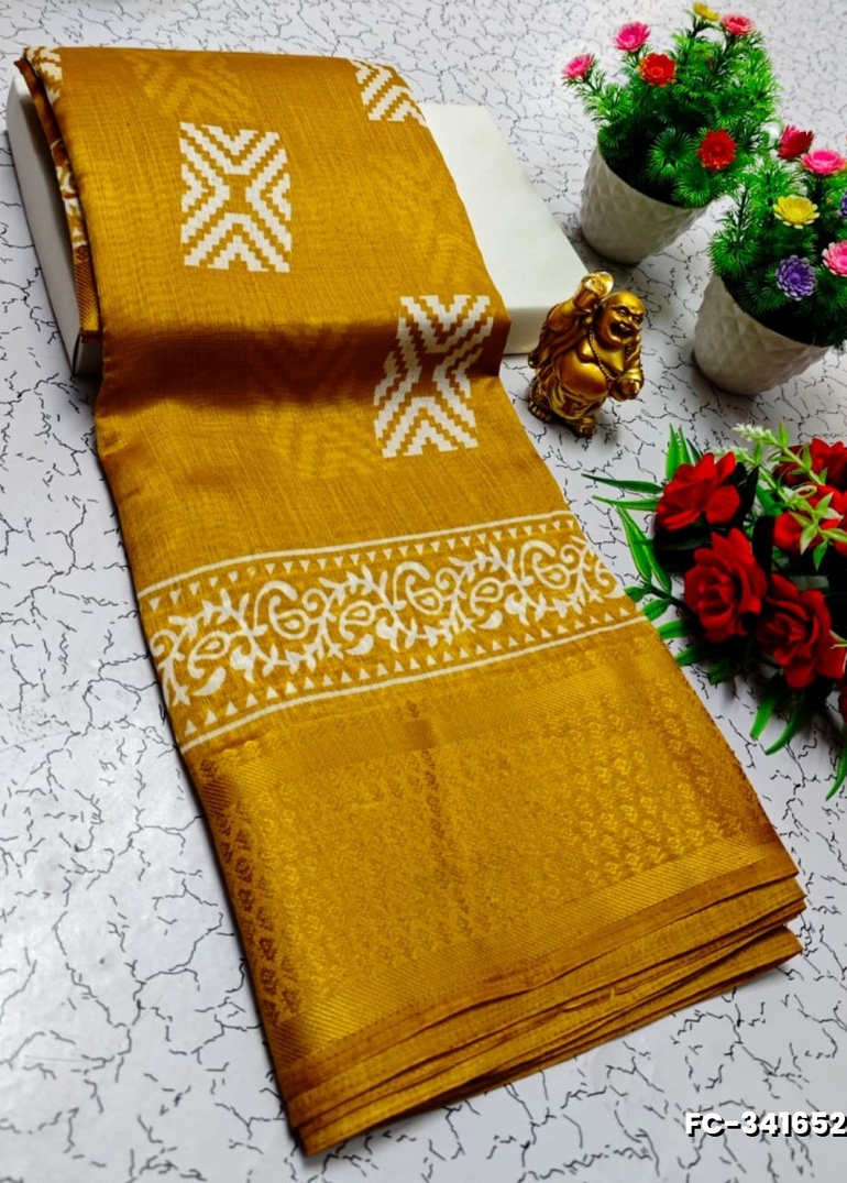 Fancy print office wear cotton sarees all over body flower design pattern design premium look lightweight comfortable wear - VENTHAYA COLOUR