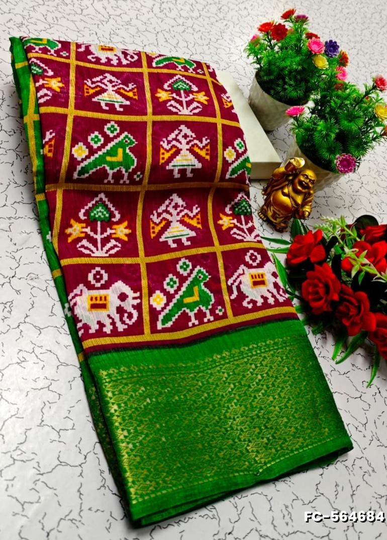 Fancy print office wear cotton sarees all over body flower design pattern design premium look lightweight comfortable wear - WINE COLOUR (1)