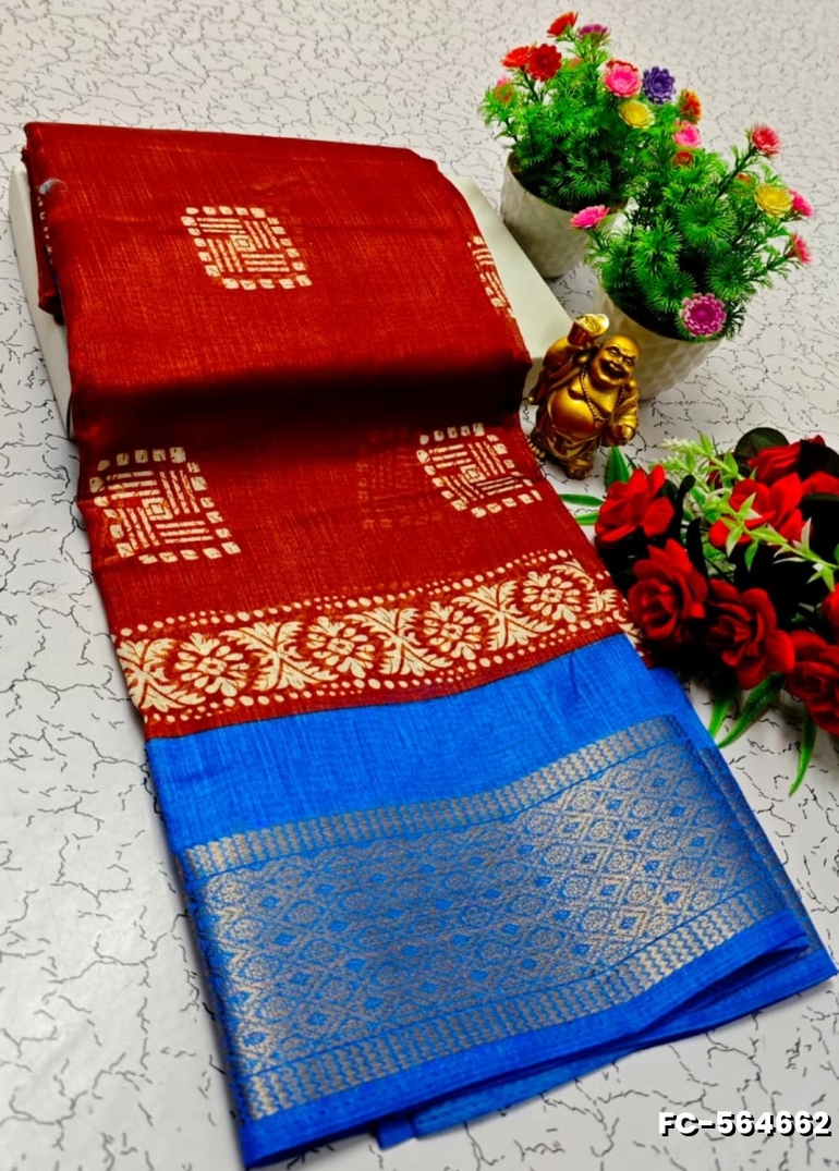 Fancy print office wear cotton sarees all over body flower design pattern design premium look lightweight comfortable wear - MAROON COLOR (2)