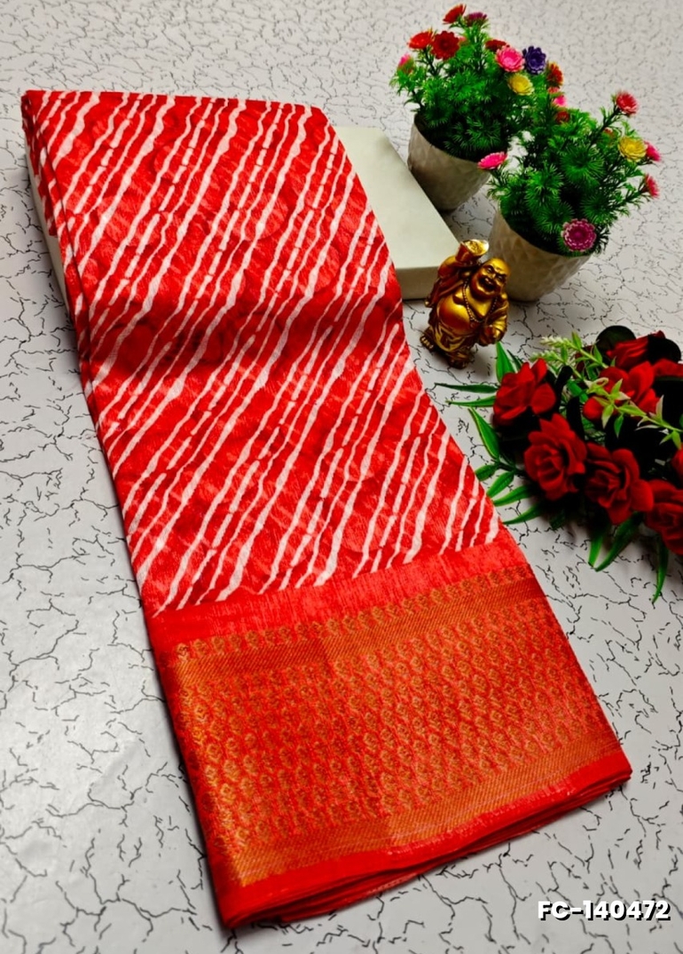 Fancy print office wear cotton sarees all over body flower design pattern design premium look lightweight comfortable wear - CORAL COLOUR (1)