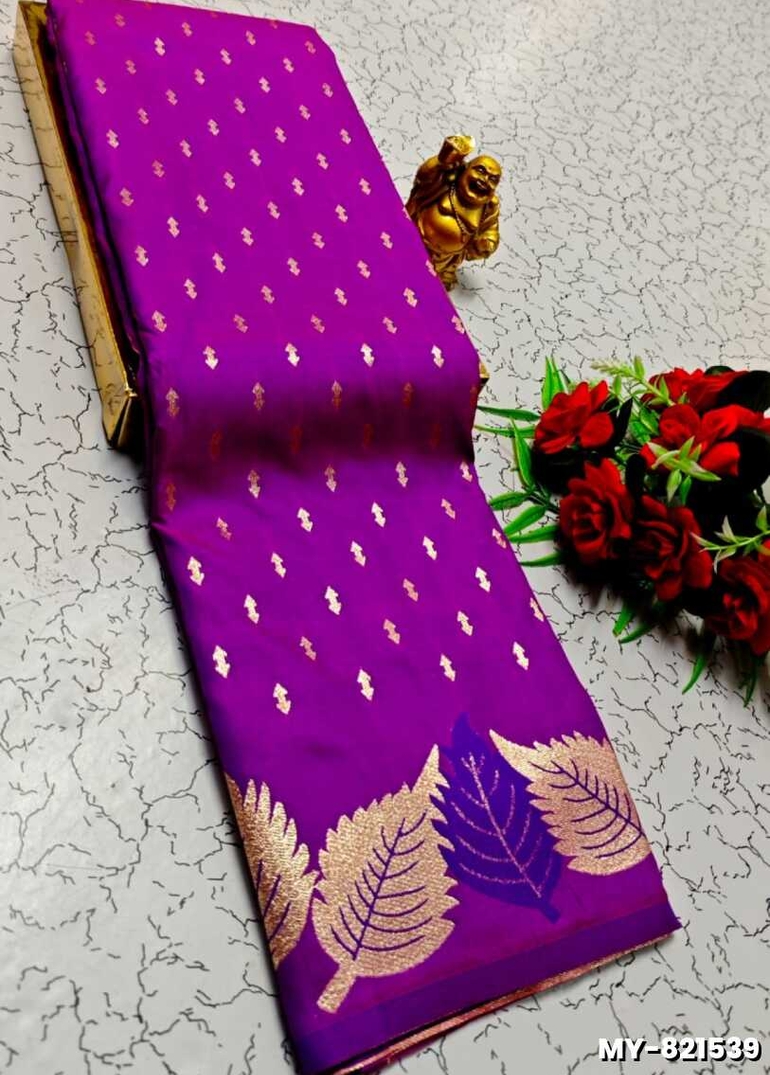 Premium Quality Mulberry Soft Silk Saree with All-Over Zari Buttas - VADAMALLI
