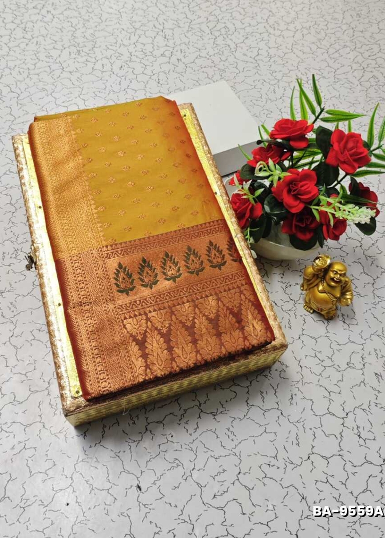 1000 Butta premium Soft Silk Saree weddings, festivals, traditional Wear - LEMON GREEN