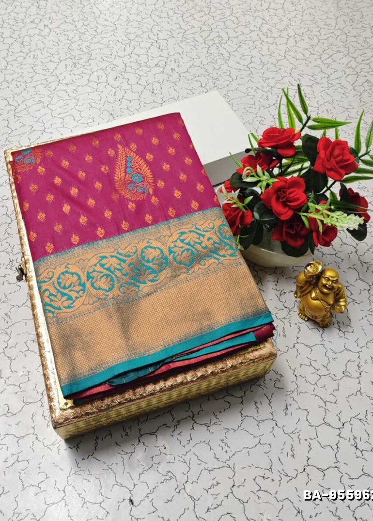 1000 Butta premium Soft Silk Saree weddings, festivals, traditional Wear - MAROON COLOR (2)