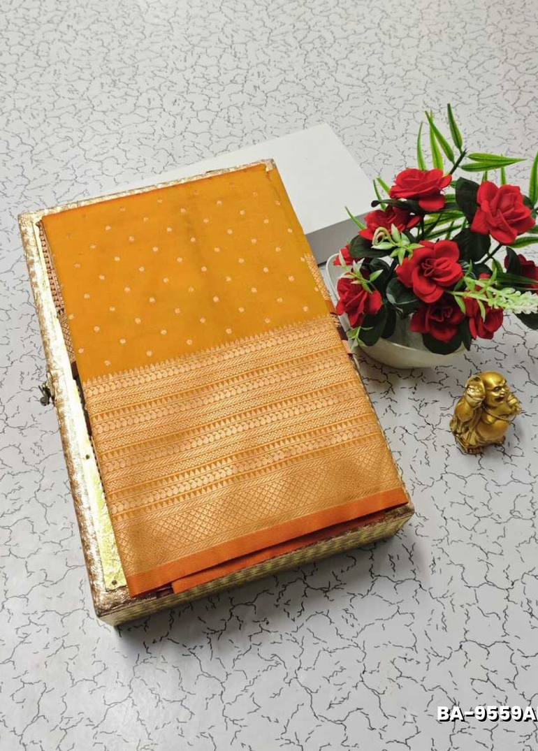 1000 Butta premium Soft Silk Saree weddings, festivals, traditional Wear - GOLDEN