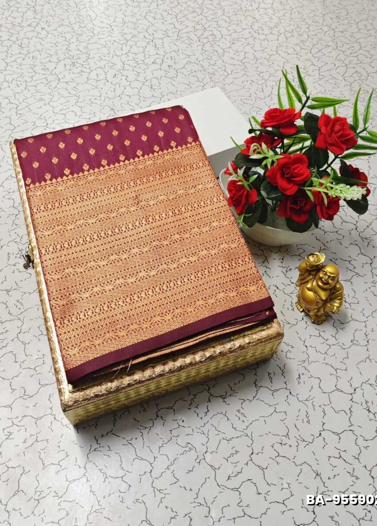 1000 Butta premium Soft Silk Saree weddings, festivals, traditional Wear - MERUN