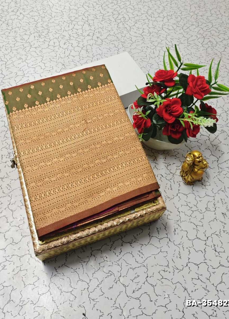 1000 Butta premium Soft Silk Saree weddings, festivals, traditional Wear - MEHENDHI GREEN (4)