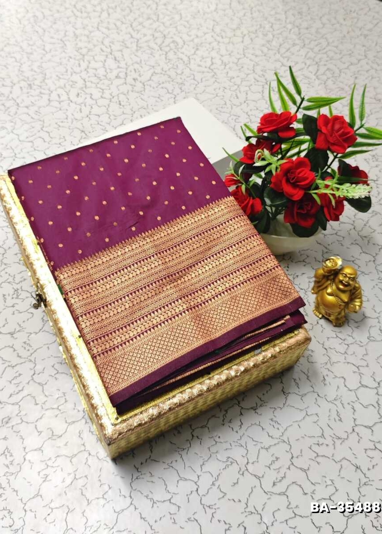 1000 Butta premium Soft Silk Saree weddings, festivals, traditional Wear - WINE COLOUR (4)
