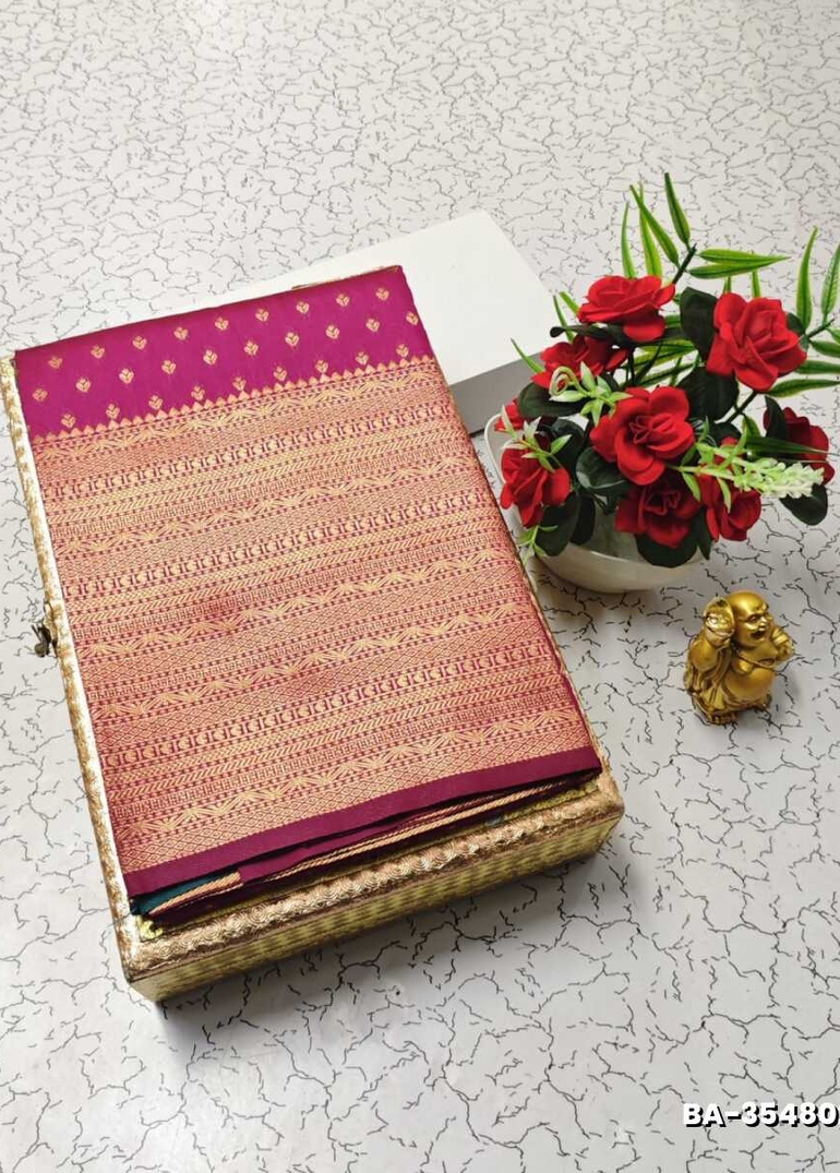 1000 Butta premium Soft Silk Saree weddings, festivals, traditional Wear - MERUN (1)