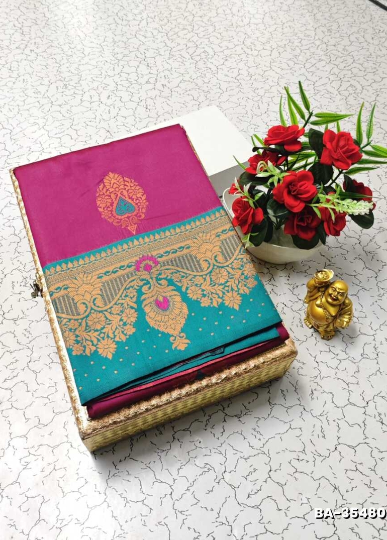 1000 Butta premium Soft Silk Saree weddings, festivals, traditional Wear - PURPLE COLOUR (1)