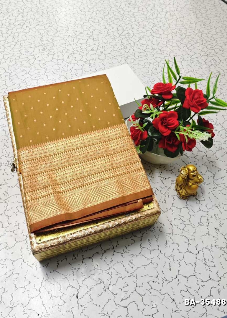 1000 Butta premium Soft Silk Saree weddings, festivals, traditional Wear - METALLIC GOLD (1)
