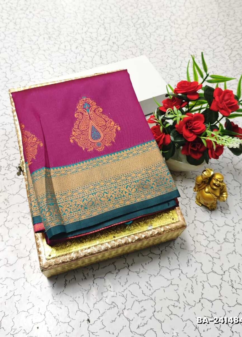 1000 Butta premium Soft Silk Saree weddings, festivals, traditional Wear - WINE COLOUR (5)