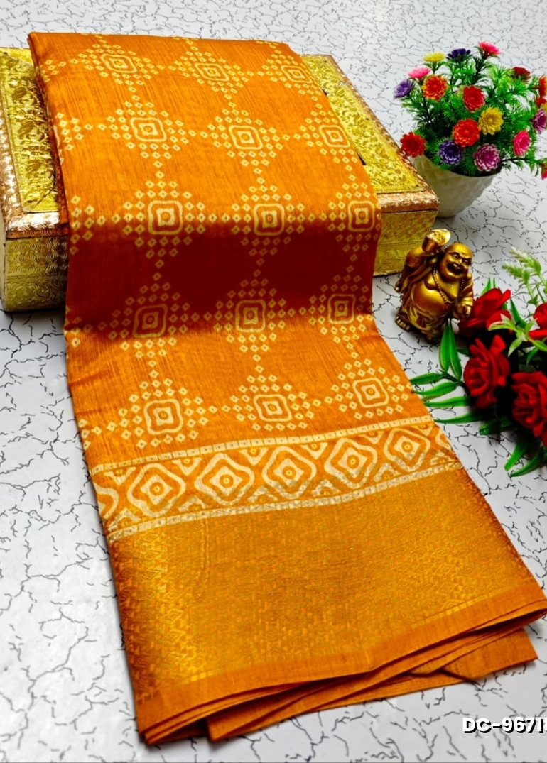 Dailywear cotton sarees all over body peacock designpattern design premium look lightweight comfortable wear - TANGERINE COLOUR