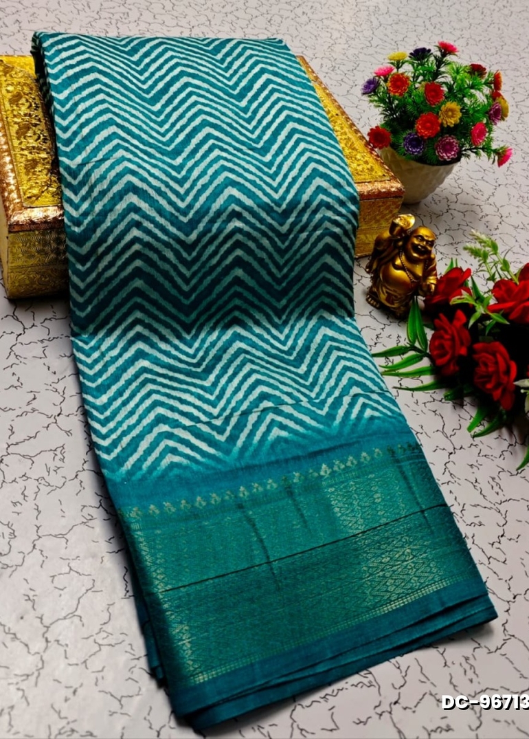 Dailywear cotton sarees all over body peacock designpattern design premium look lightweight comfortable wear - DARK SKY BLUE