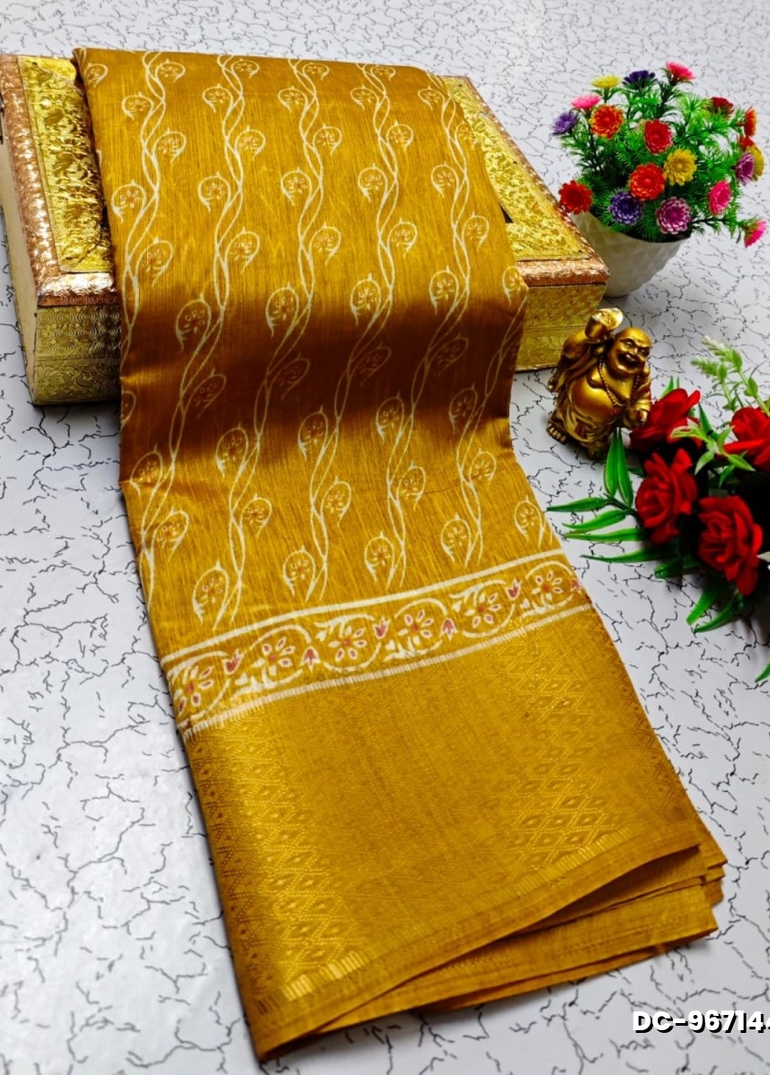 Dailywear cotton sarees all over body peacock designpattern design premium look lightweight comfortable wear - LIGHT YELLOW