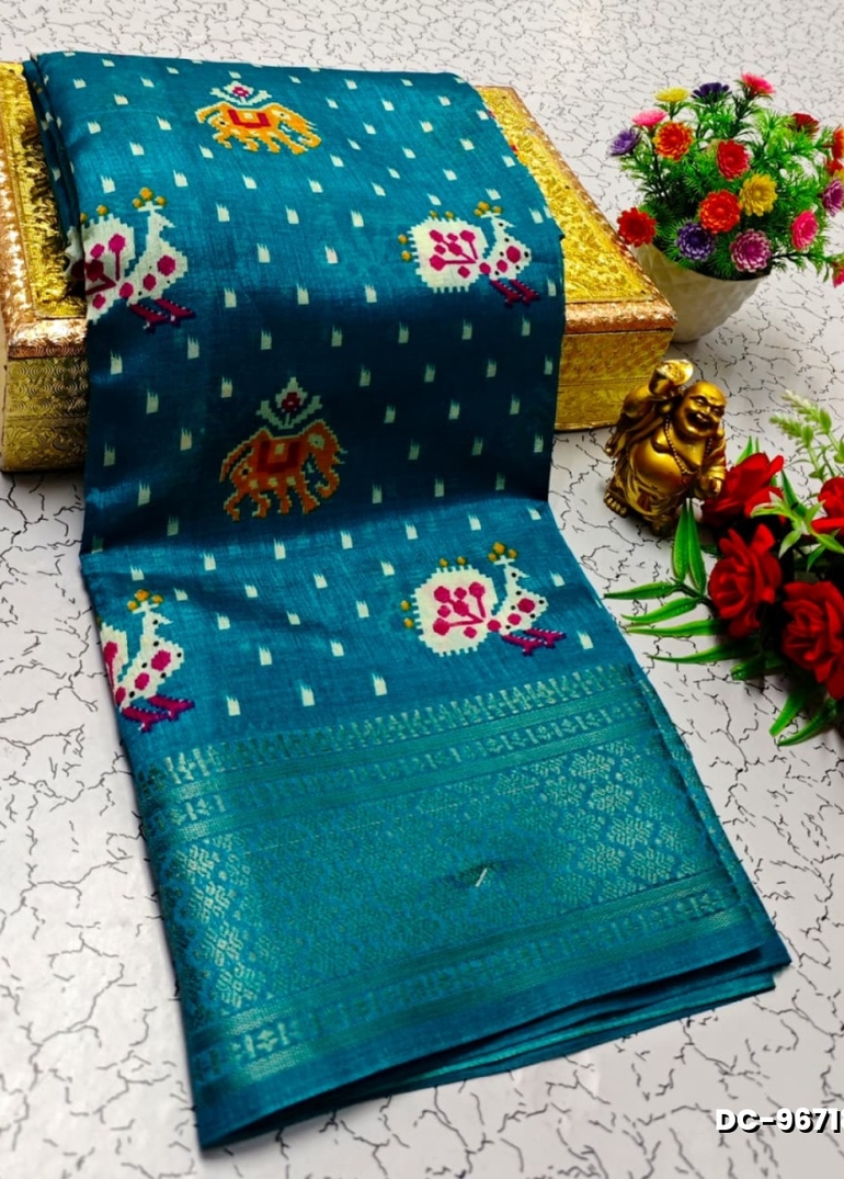 Dailywear cotton sarees all over body peacock designpattern design premium look lightweight comfortable wear - BLUE SHADE