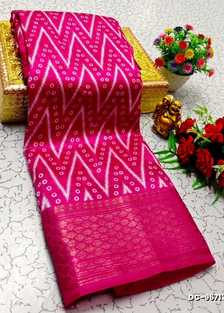 Dailywear cotton sarees all over body peacock designpattern design premium look lightweight comfortable wear - DARK PINK