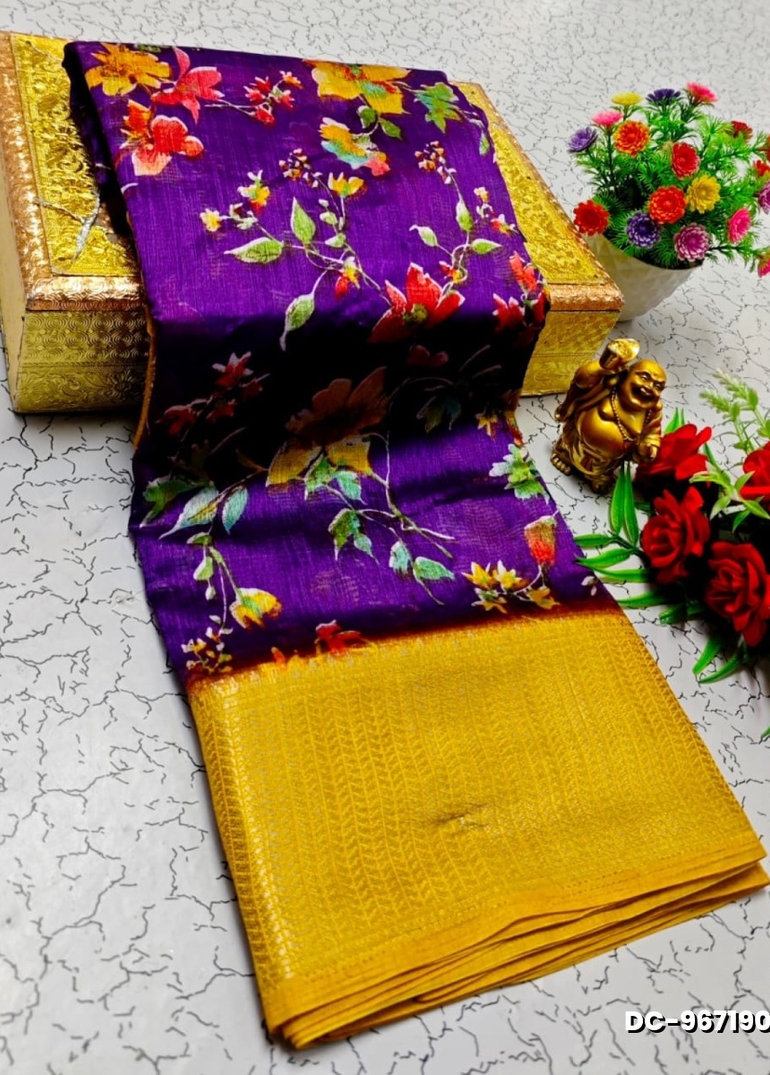 Dailywear cotton sarees all over body peacock designpattern design premium look lightweight comfortable wear - BRINJAL COLOUR