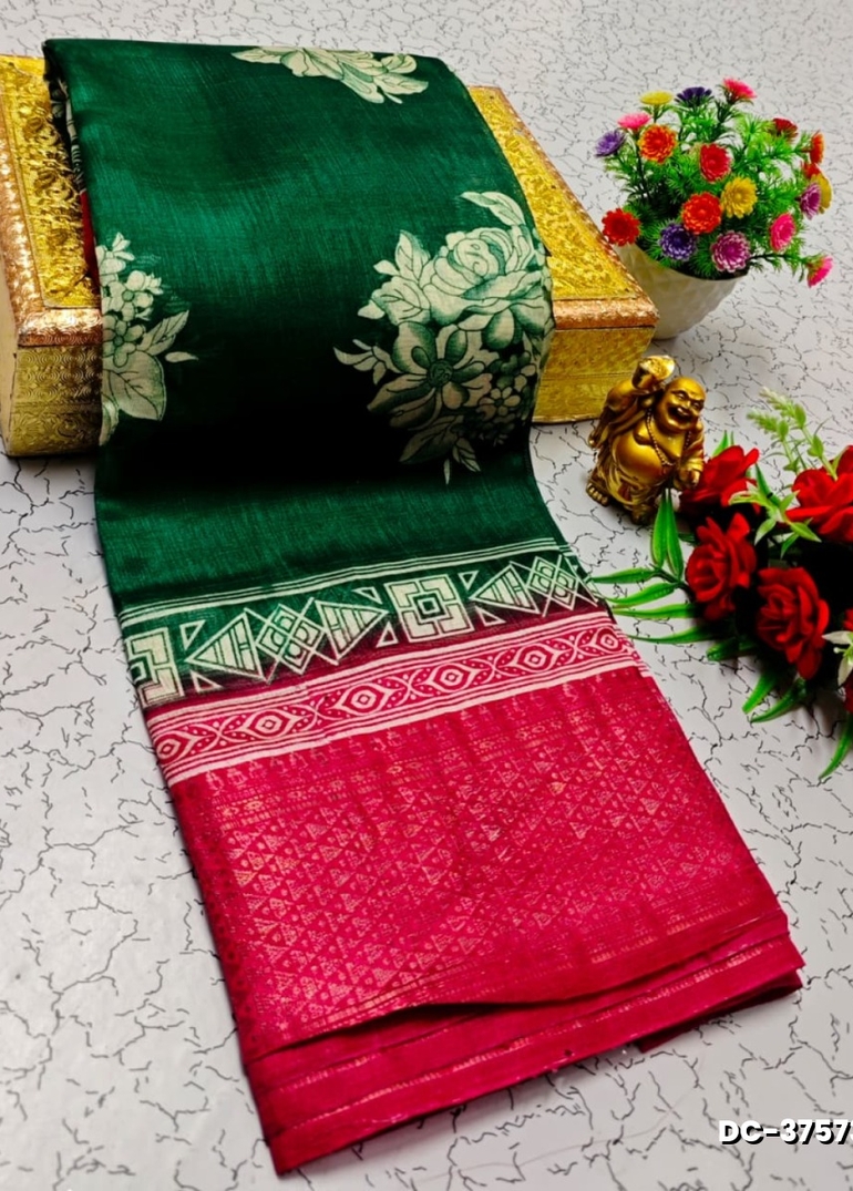 Dailywear cotton sarees all over body peacock designpattern design premium look lightweight comfortable wear - DARK GREEN (1)