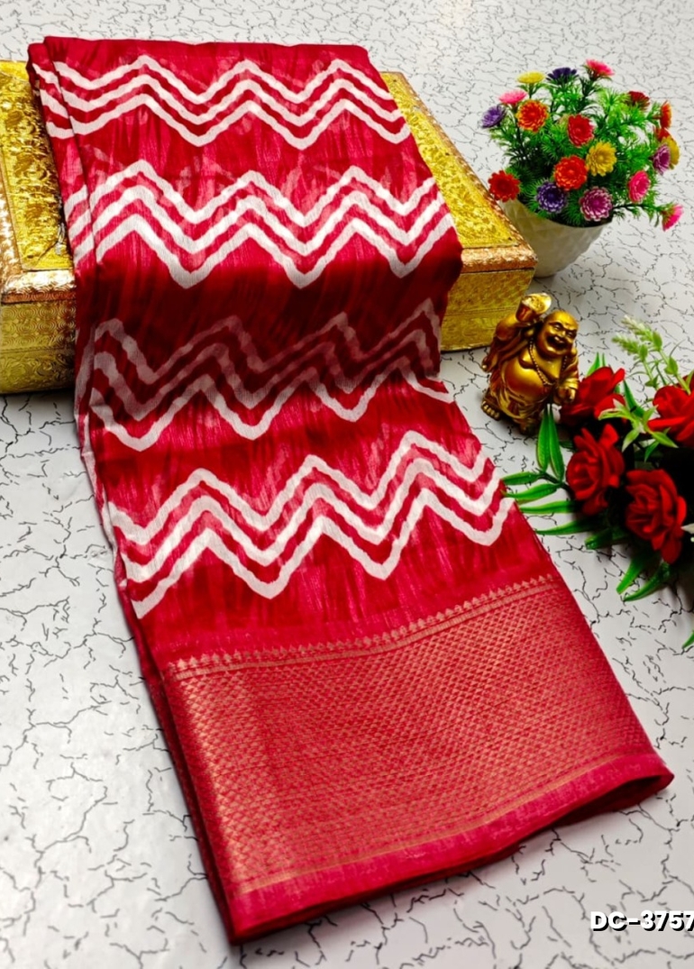 Dailywear cotton sarees all over body peacock designpattern design premium look lightweight comfortable wear - TOMATO COLOUR