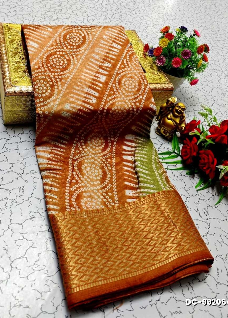Dailywear cotton sarees all over body peacock designpattern design premium look lightweight comfortable wear - BROWN COLOUR (1)