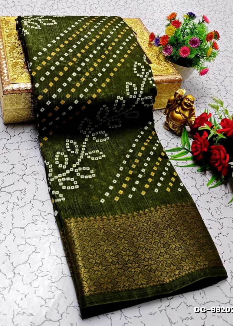 Dailywear cotton sarees all over body peacock designpattern design premium look lightweight comfortable wear - MEHENDHI GREEN