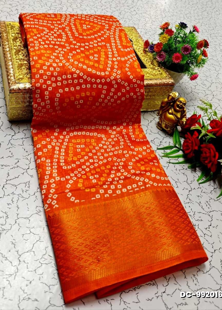 Dailywear cotton sarees all over body peacock designpattern design premium look lightweight comfortable wear - ORANGE