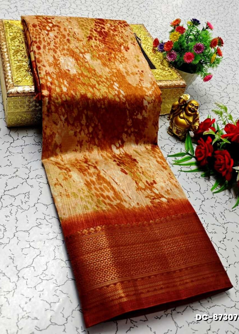 Dailywear cotton sarees all over body peacock designpattern design premium look lightweight comfortable wear - BRONCE COLOUR (1)