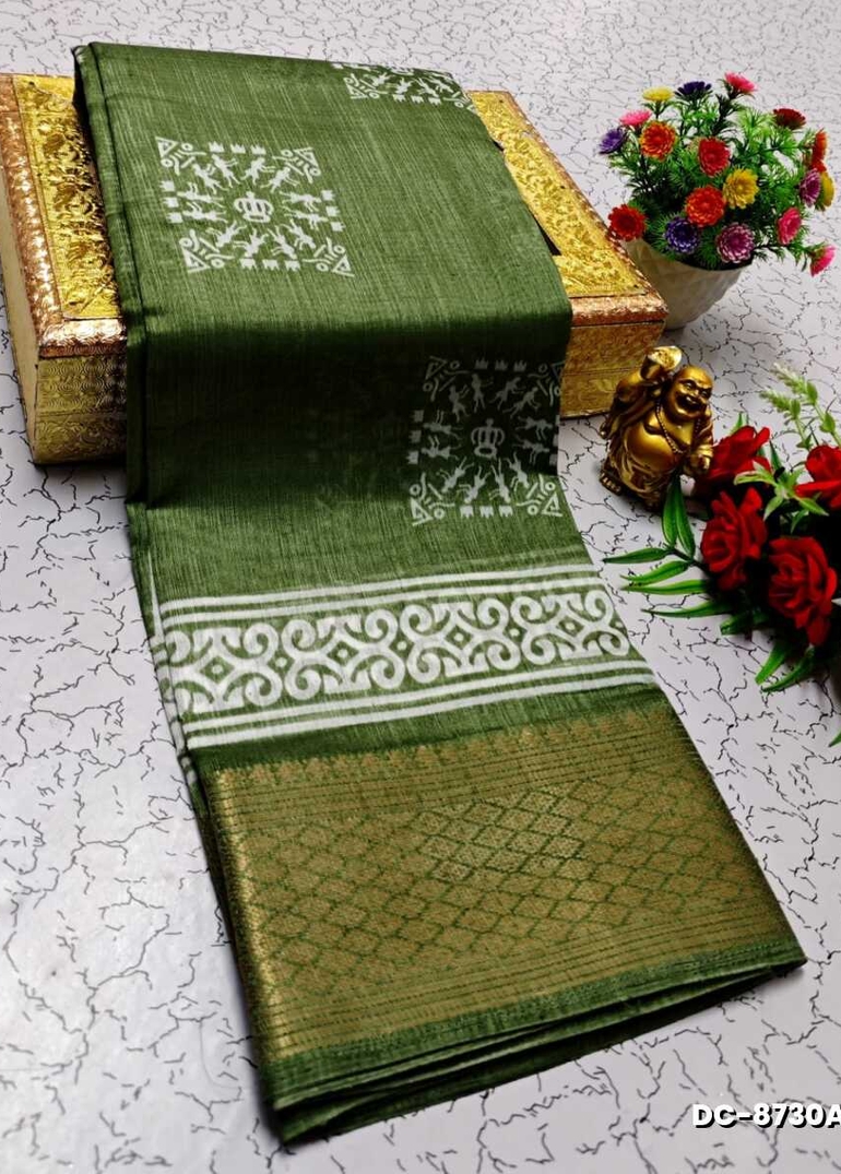 Dailywear cotton sarees all over body peacock designpattern design premium look lightweight comfortable wear - LITE GREEN
