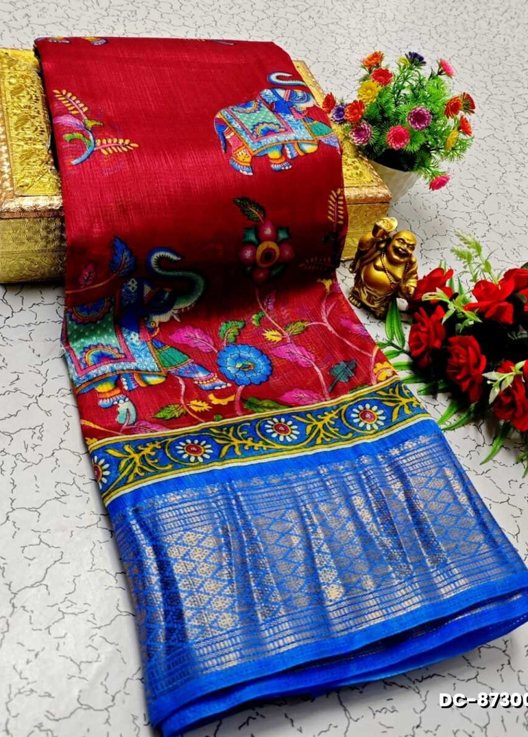 Dailywear cotton sarees all over body peacock designpattern design premium look lightweight comfortable wear - MERUN (2)