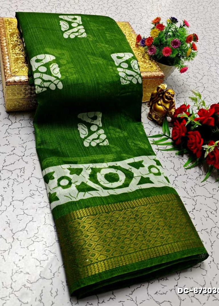 Dailywear cotton sarees all over body peacock designpattern design premium look lightweight comfortable wear - PESTA GREEN