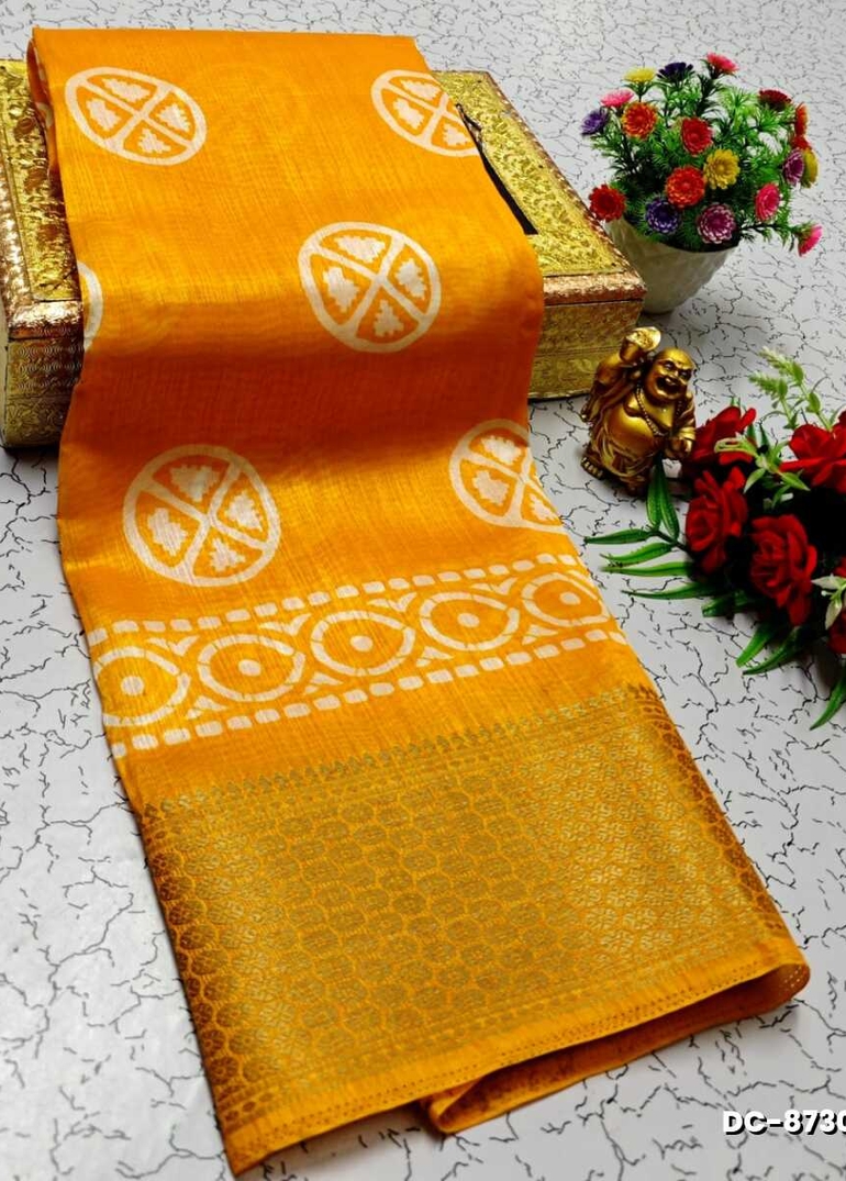 Dailywear cotton sarees all over body peacock designpattern design premium look lightweight comfortable wear - TANGERINE COLOUR (1)