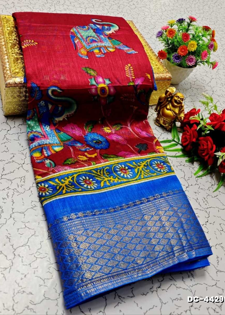 Dailywear cotton sarees all over body peacock designpattern design premium look lightweight comfortable wear - MAROON COLOR (3)