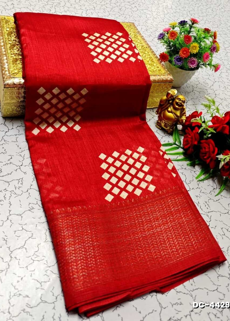 Dailywear cotton sarees all over body peacock designpattern design premium look lightweight comfortable wear - RED (3)