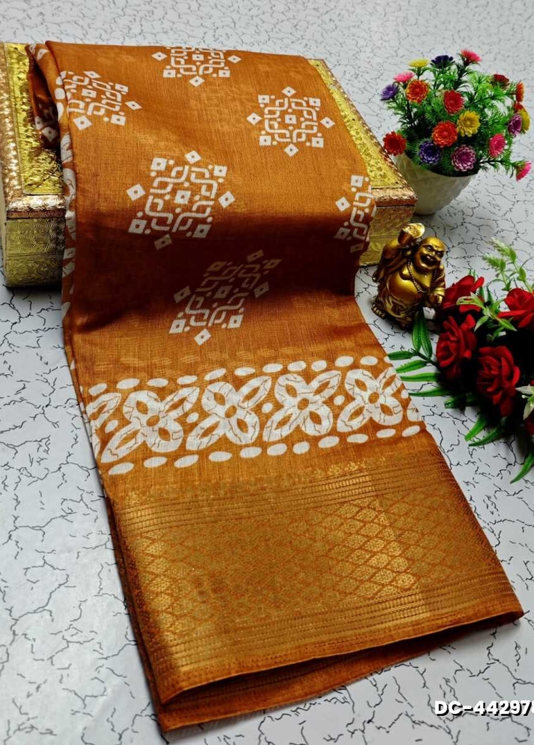 Dailywear cotton sarees all over body peacock designpattern design premium look lightweight comfortable wear - BRONCE COLOUR (2)