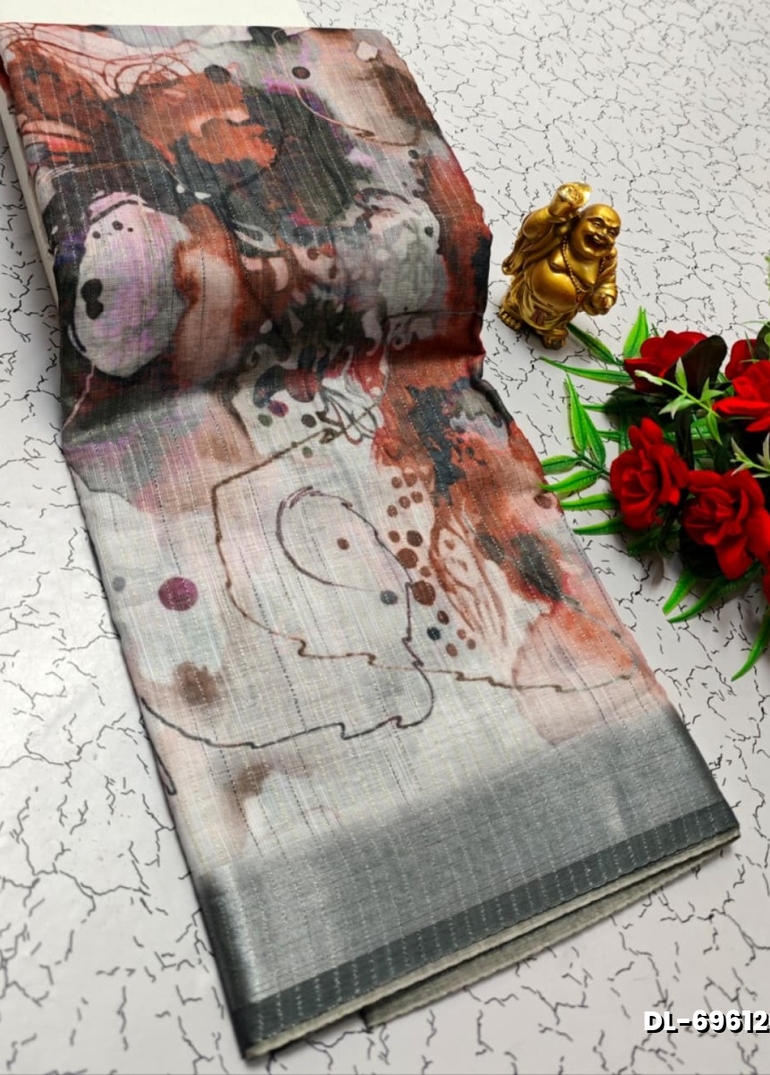 Digital printing linen cotton  trending sarees - AS COLOR (1)