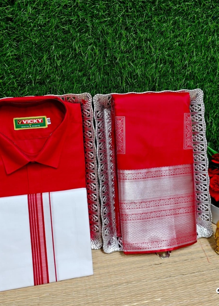 COUPLE COMBO MATCHING AND MATCHING TRADITIONAL SET MATCHING COMBO FOR FESTIVAL SEASONS - RED (5)