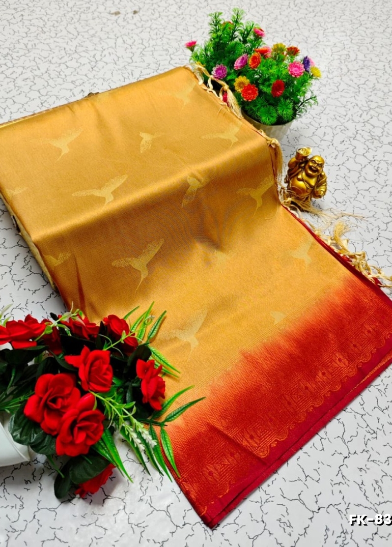 Premium Fancy kubera Softy Saree Rapier Fancy  Light Weight Silk Saree - GOLD (1)