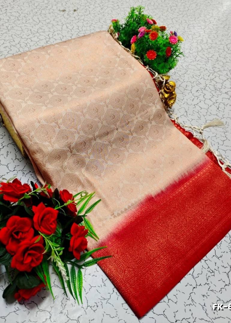 Premium Fancy kubera Softy Saree Rapier Fancy  Light Weight Silk Saree - IVORY COLOUR