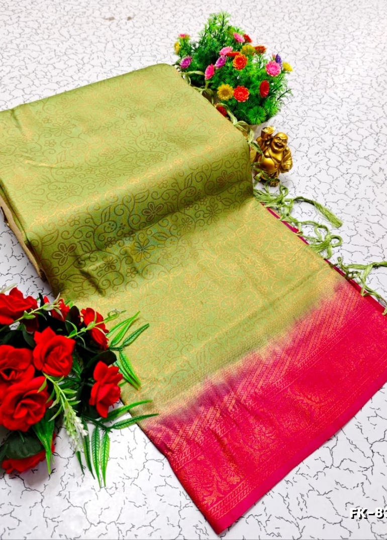 Premium Fancy kubera Softy Saree Rapier Fancy  Light Weight Silk Saree - LITE GREEN