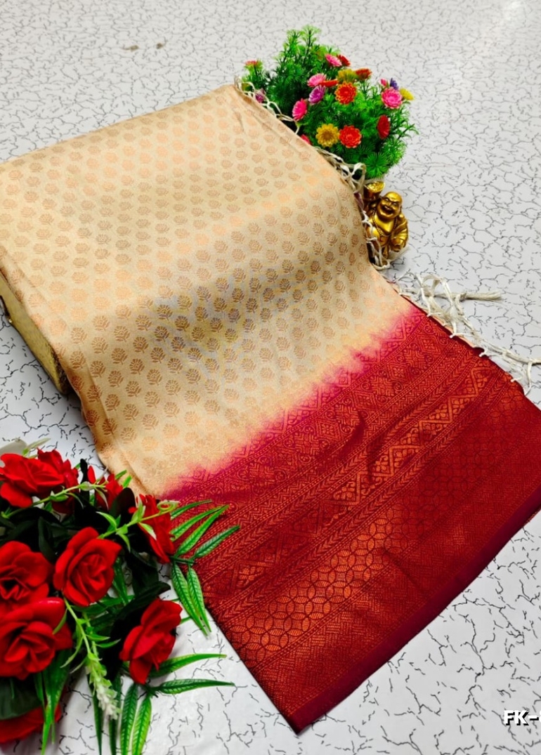 Premium Fancy kubera Softy Saree Rapier Fancy  Light Weight Silk Saree - LIGHT SANDLE (1)