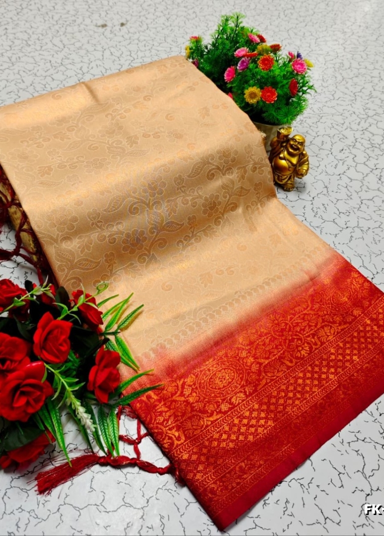 Premium Fancy kubera Softy Saree Rapier Fancy  Light Weight Silk Saree - SANDLE (1)