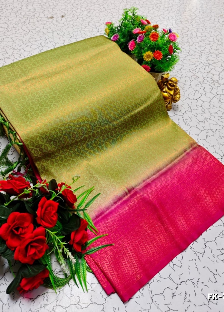 Premium Fancy kubera Softy Saree Rapier Fancy  Light Weight Silk Saree - LIGHT GREEN (1)