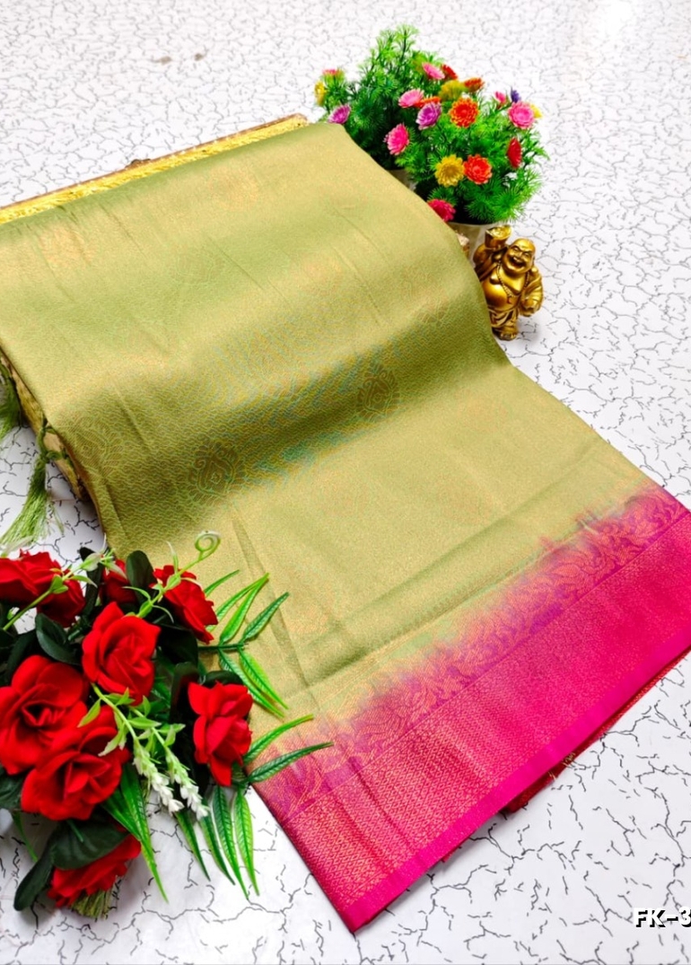 Premium Fancy kubera Softy Saree Rapier Fancy  Light Weight Silk Saree - LITE GREEN (2)