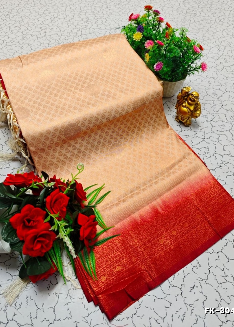 Premium Fancy kubera Softy Saree Rapier Fancy  Light Weight Silk Saree - SANDLE (2)